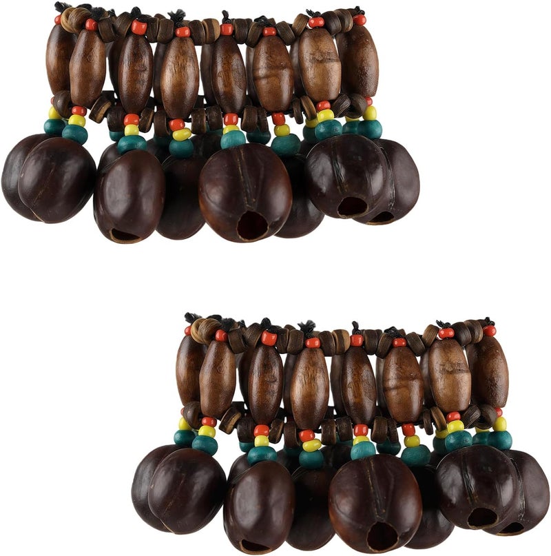 GOGHOST Cacho Seed Rattle Bracelet Anklet, 2 PCS Brown African Shaker Nut Shell Bracelet Natural Percussion Accessories Musical Instrument(Pala) - Image 1
